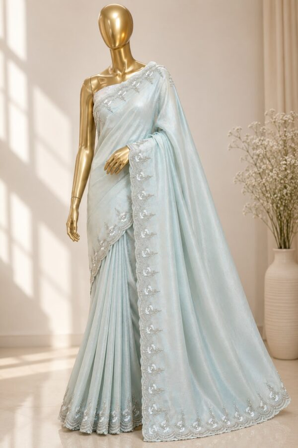 Pastel Embroidered Organza Saree