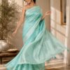 Mint Green Printed Designer Saree with Tassel Pallu