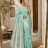 Mint Green Printed Designer Saree with Tassel Pallu