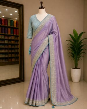 Elegant Contrast Blouse Designer Saree