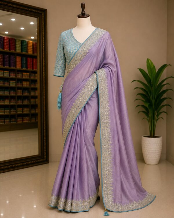 Elegant Contrast Blouse Designer Saree