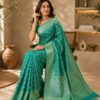 Teal Green Banarasi Jacquard Saree