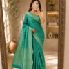 Teal Green Banarasi Jacquard Saree
