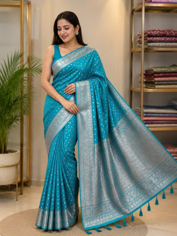 WhatsApp Image 2026-09-03 at 3.36.57 PM (1) Teal Blue Banarasi Silk Saree