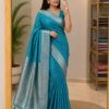 WhatsApp Image 2026-09-03 at 3.36.57 PM Teal Blue Banarasi Silk Saree