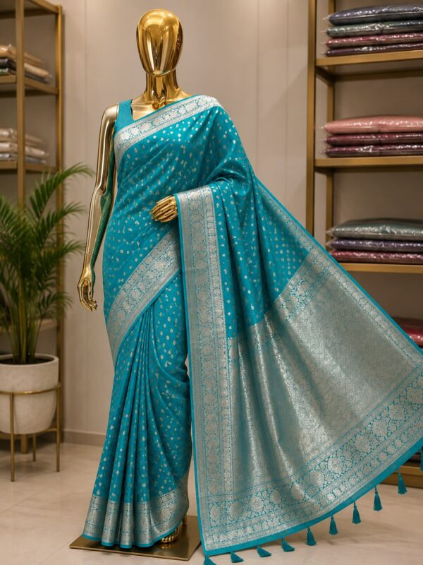 WhatsApp Image 2026-09-03 at 3.36.57 PM (2) Teal Blue Banarasi Silk Saree