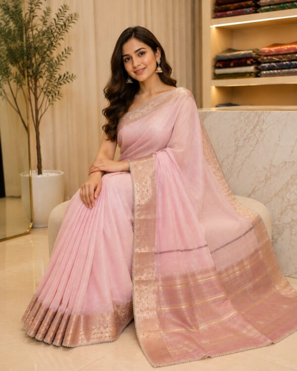 Pastel Pink Designer Saree