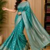 WhatsApp Image 2026-09-03 at 3.39.38 PM (1) Teal Blue Banarasi Silk-Blend Saree