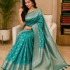 WhatsApp Image 2026-09-03 at 3.39.38 PM Teal Blue Banarasi Silk-Blend Saree