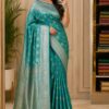 WhatsApp Image 2026-09-03 at 3.39.38 PM (2) Teal Blue Banarasi Silk-Blend Saree