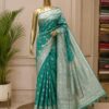 WhatsApp Image 2026-09-03 at 3.39.39 PM (1) Teal Blue Banarasi Silk-Blend Saree