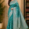 WhatsApp Image 2026-09-03 at 3.39.39 PM Teal Blue Banarasi Silk-Blend Saree