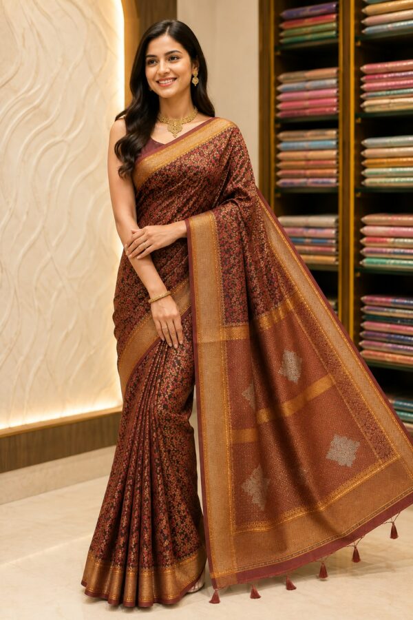 WhatsApp Image 2026-09-03 at 3.40.12 PM (1) Maroon Banarasi Silk-Blend Saree