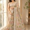 Pastel Grey Floral Saree