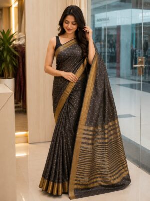 Black & Gold Designer Saree