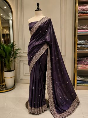 Royal Plum Lace Saree