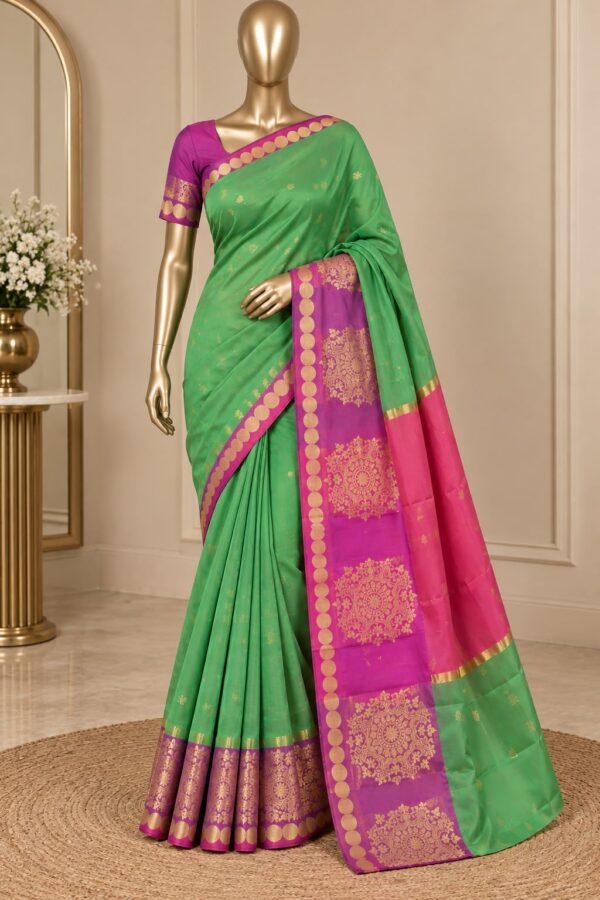 Emerald Magenta Zari Saree
