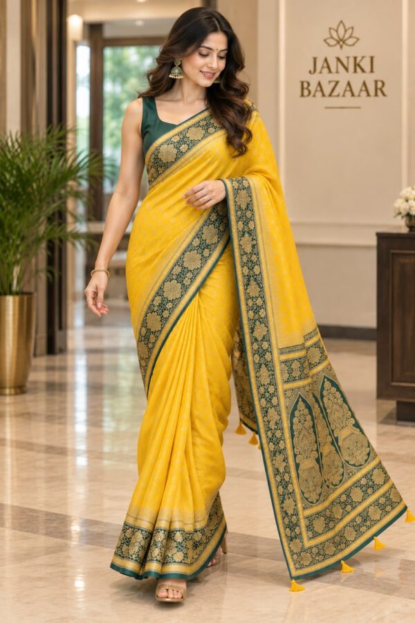 WhatsApp Image 2026-09-08 at 3.45.20 PM (1) Mustard Bloom Green Border Saree