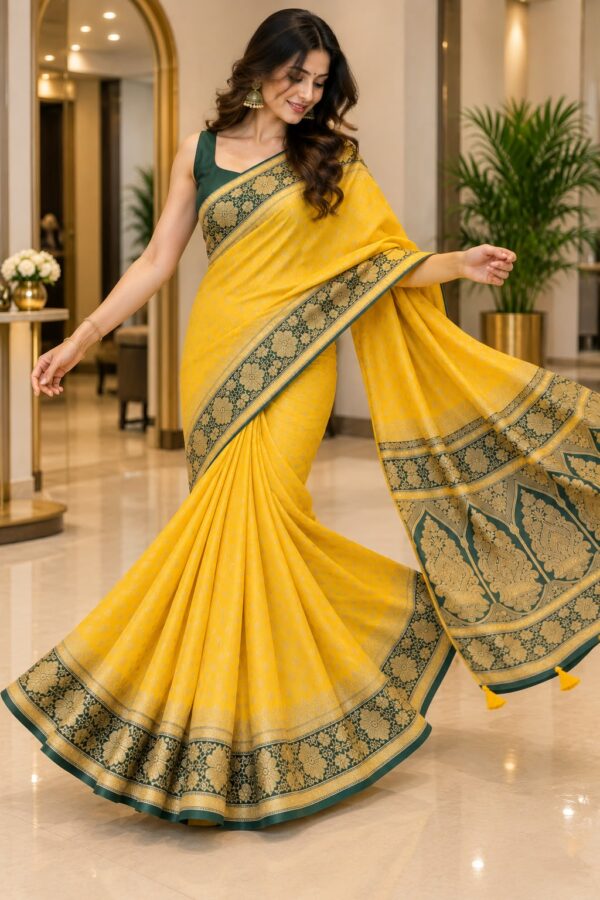 WhatsApp Image 2026-09-08 at 3.45.20 PM (2) Mustard Bloom Green Border Saree