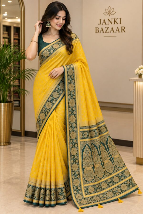 WhatsApp Image 2026-09-08 at 3.45.20 PM (3) Mustard Bloom Green Border Saree