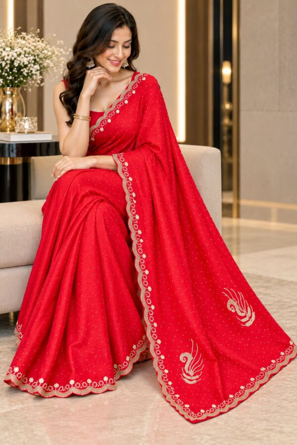 Crimson Grace Sequin Border Saree