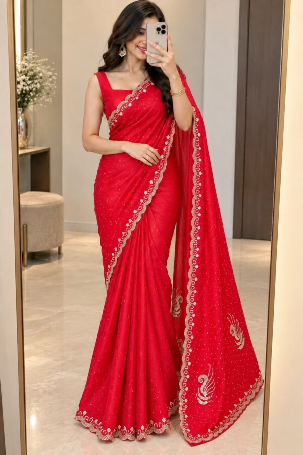 Crimson Grace Sequin Border Saree