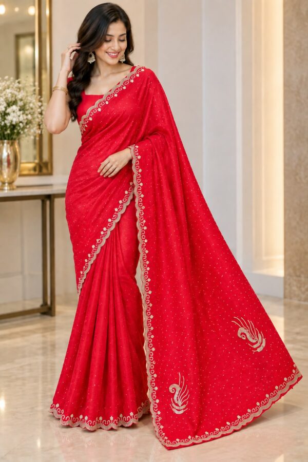 Crimson Grace Sequin Border Saree