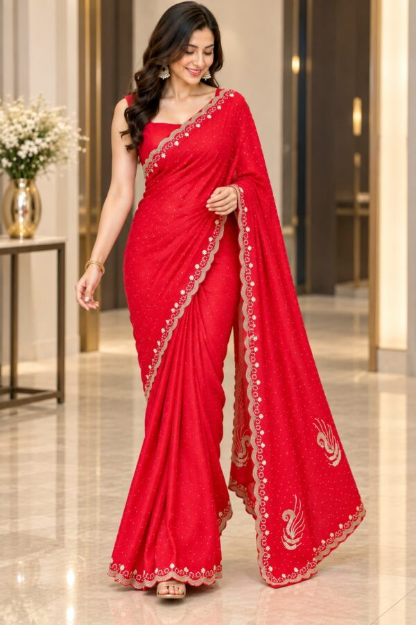 Crimson Grace Sequin Border Saree