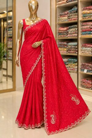 Crimson Grace Sequin Border Saree