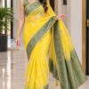 Mustard Heritage Green Border Saree