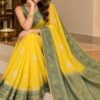 Mustard Heritage Green Border Saree