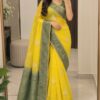 Mustard Heritage Green Border Saree