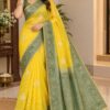 Mustard Heritage Green Border Saree
