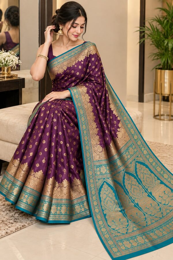 WhatsApp Image 2026-09-08 at 3.47.45 PM Royal Purple & Teal Banarasi Saree