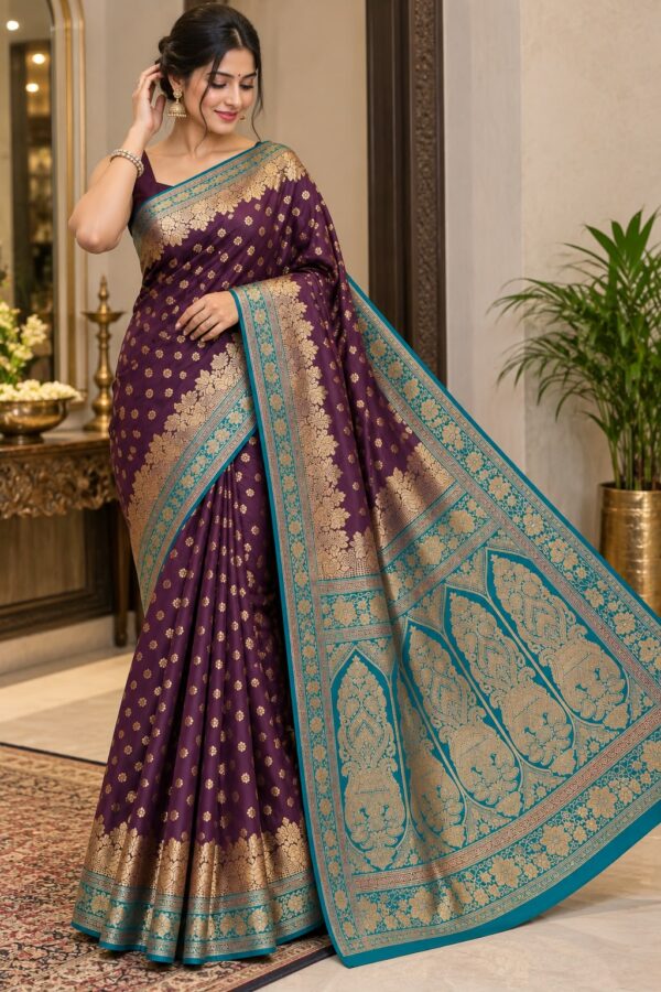 WhatsApp Image 2026-09-08 at 3.47.46 PM (2) Royal Purple & Teal Banarasi Saree