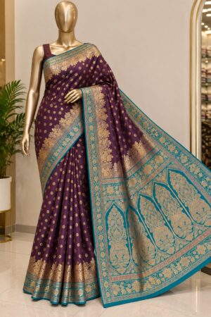 Royal Purple & Teal Banarasi Saree