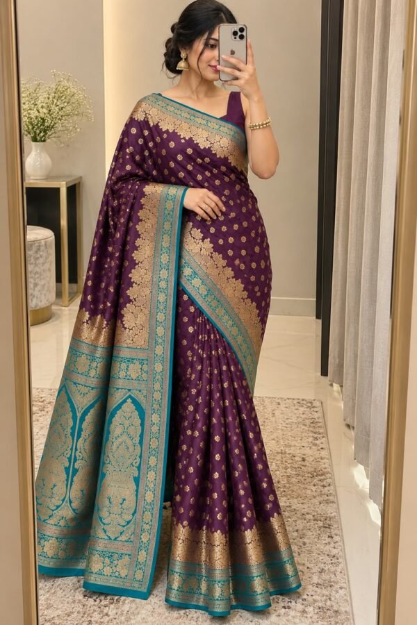 WhatsApp Image 2026-09-08 at 3.47.46 PM Royal Purple & Teal Banarasi Saree