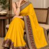 Mustard Floral Heritage Border Saree
