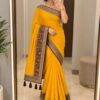 Mustard Floral Heritage Border Saree