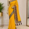 Mustard Floral Heritage Border Saree