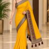 Mustard Floral Heritage Border Saree