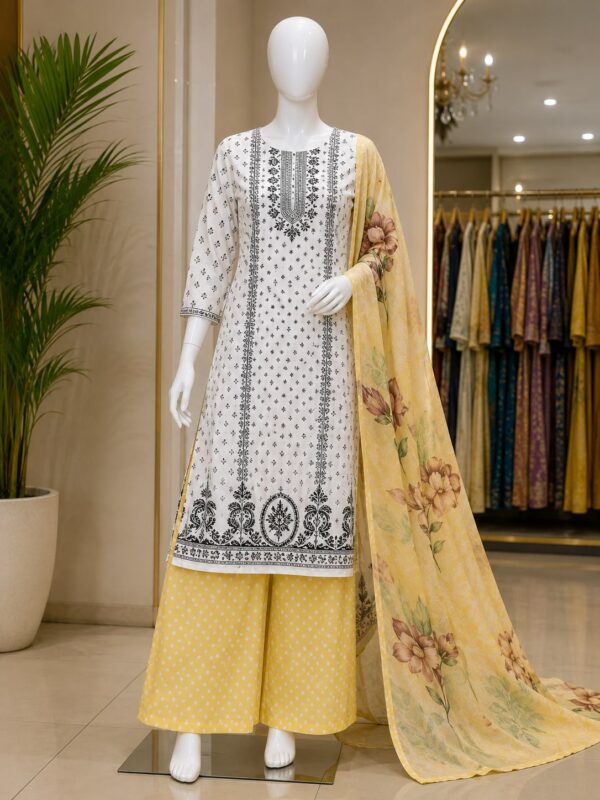 Floral Print Embroidered Kurta Set