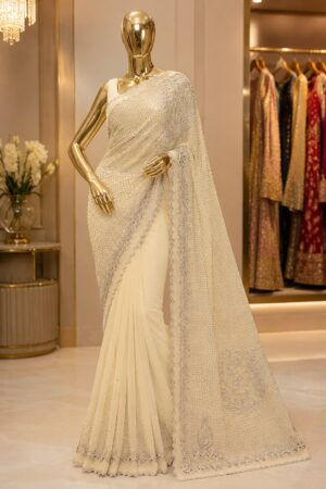 Dainty Pearl Embellished Saree