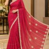 Rani Pink Shimmer Designer Saree