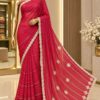 Rani Pink Shimmer Designer Saree